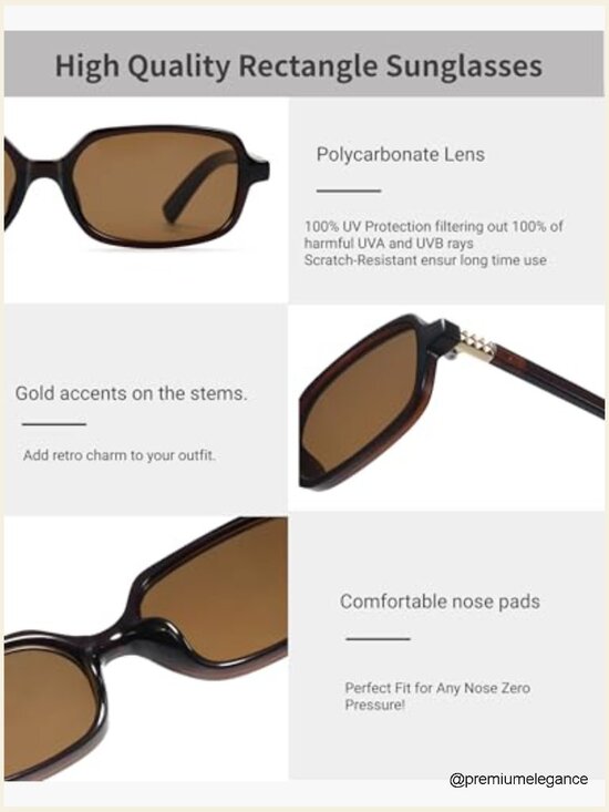 Small Rectangle Sunglasses Vintage Retro Y2K Thin Narrow Frame UV400 main image 6